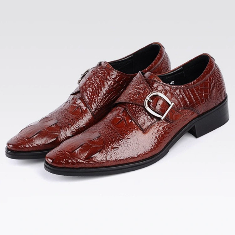 Men Monk Shoes Single Strap Buckle Dress Shoes Loafer Slip on Leather Crocodile Formal Classical Oxford Shoes Esg13990