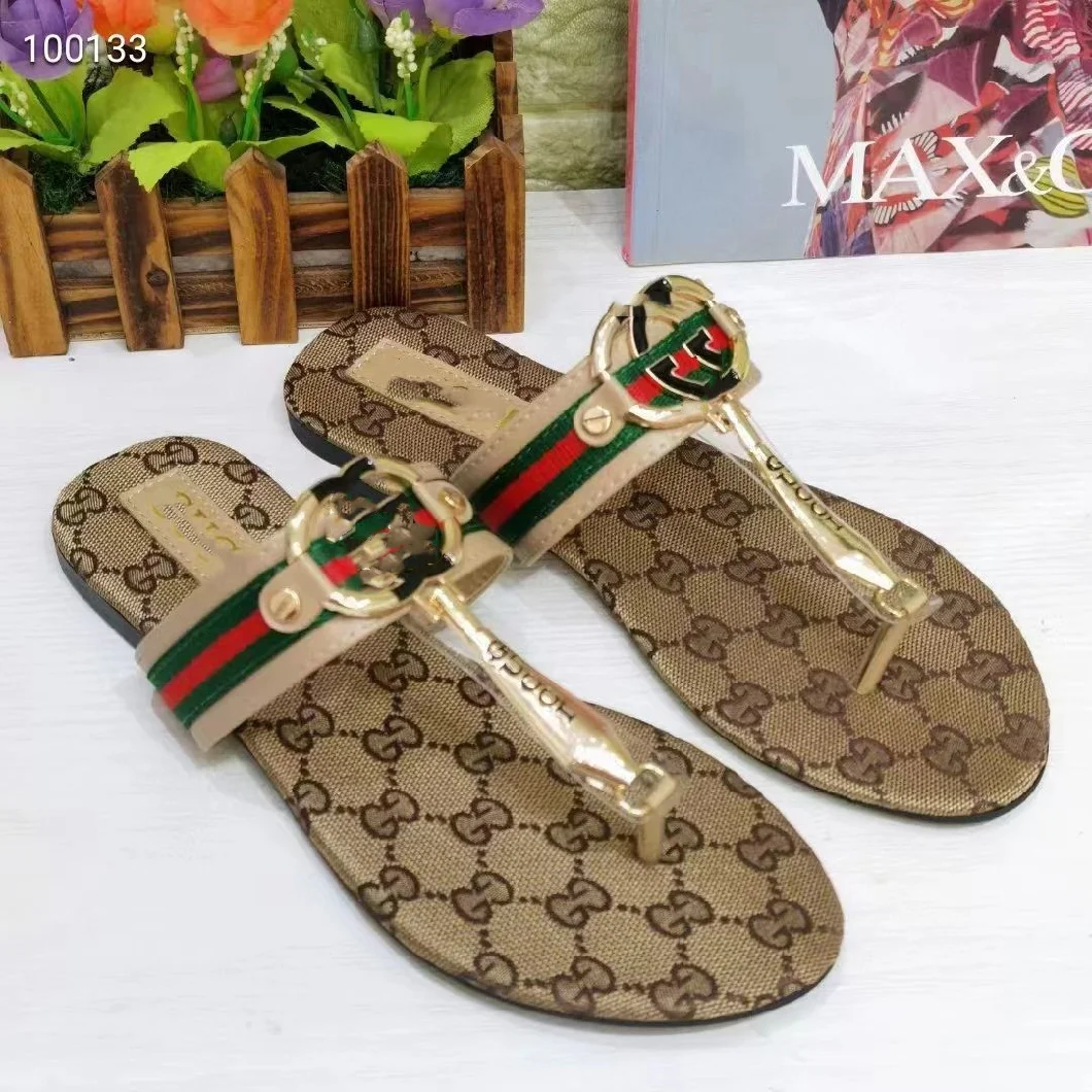 Summer Fashion Classical Simple Ladies Leather Slippers Beach Holiday Women Flip-Flops Slippers