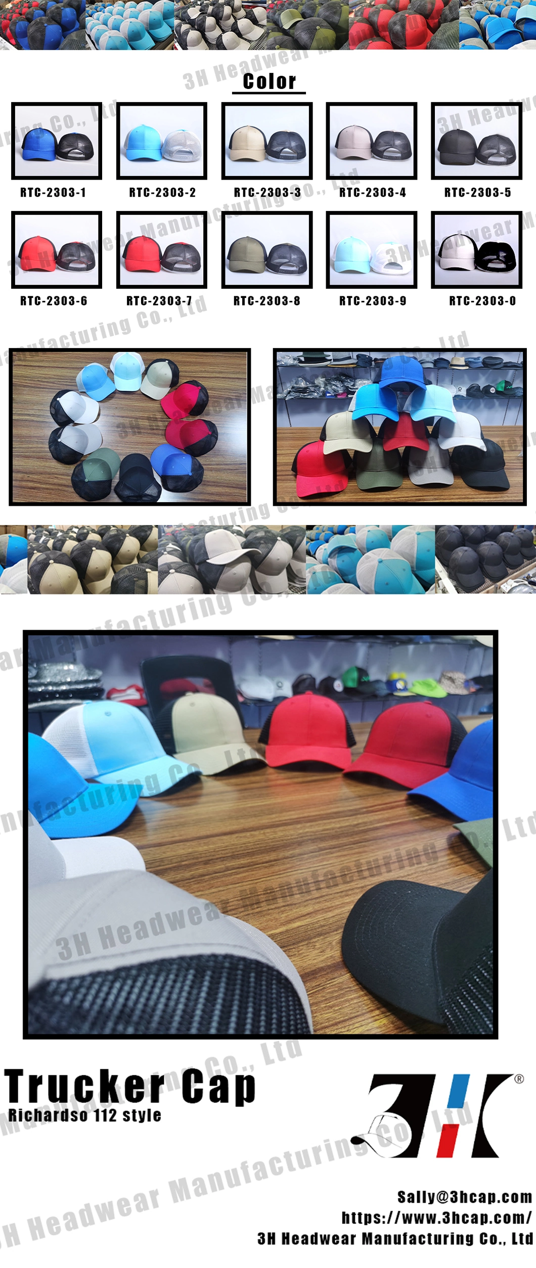 3hcap Fashion Embroidery Patch Mesh Baseball Gorras Custom Logo Richardson 112 Trucker Caps Hats