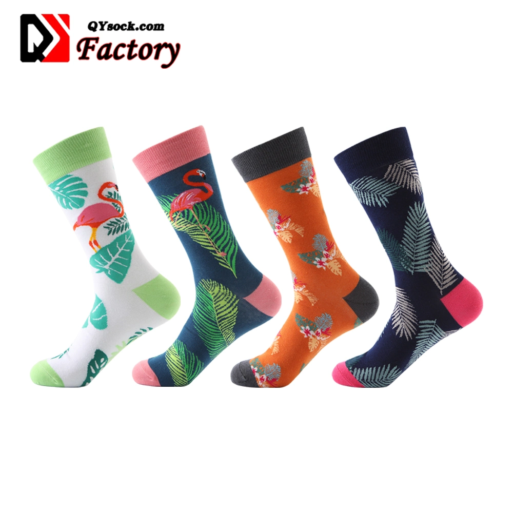 Men Women Unisex Cotton Polyester Colorful Custom Design Anti-Slip Sports Happy Jacquard Crew Socks