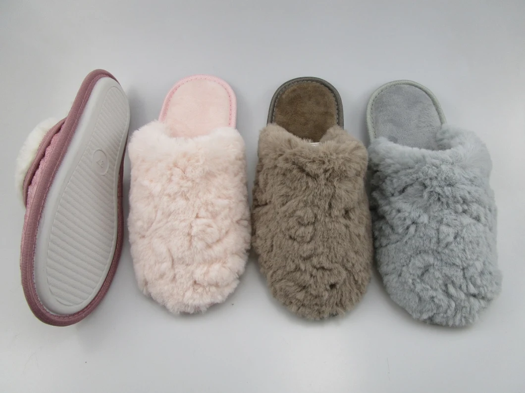Fur Women Winter Home Plush Slippers Ladies Warm Shoes Wool Indoor Slides
