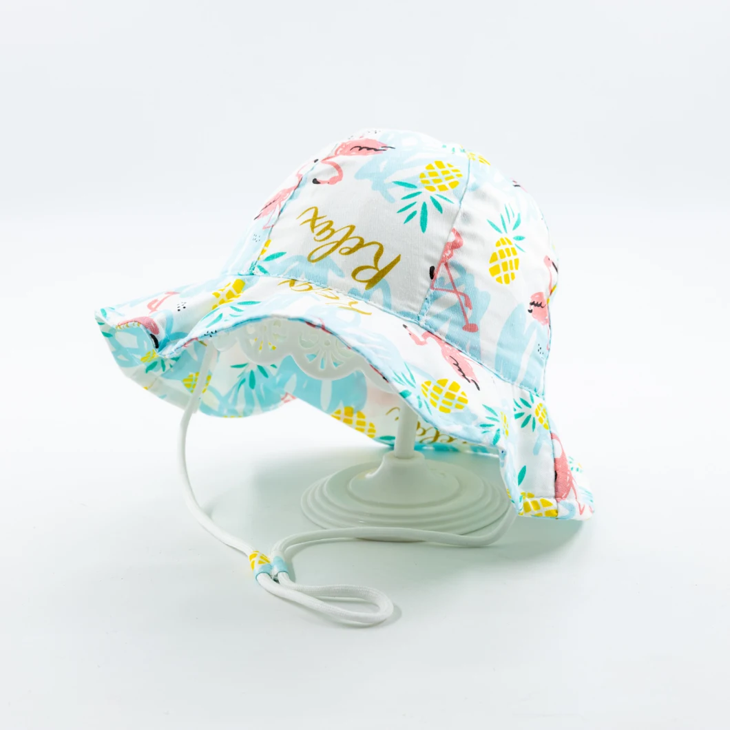 Baby Bucket Hat Cotton Fabric Child Woven Hat with Print
