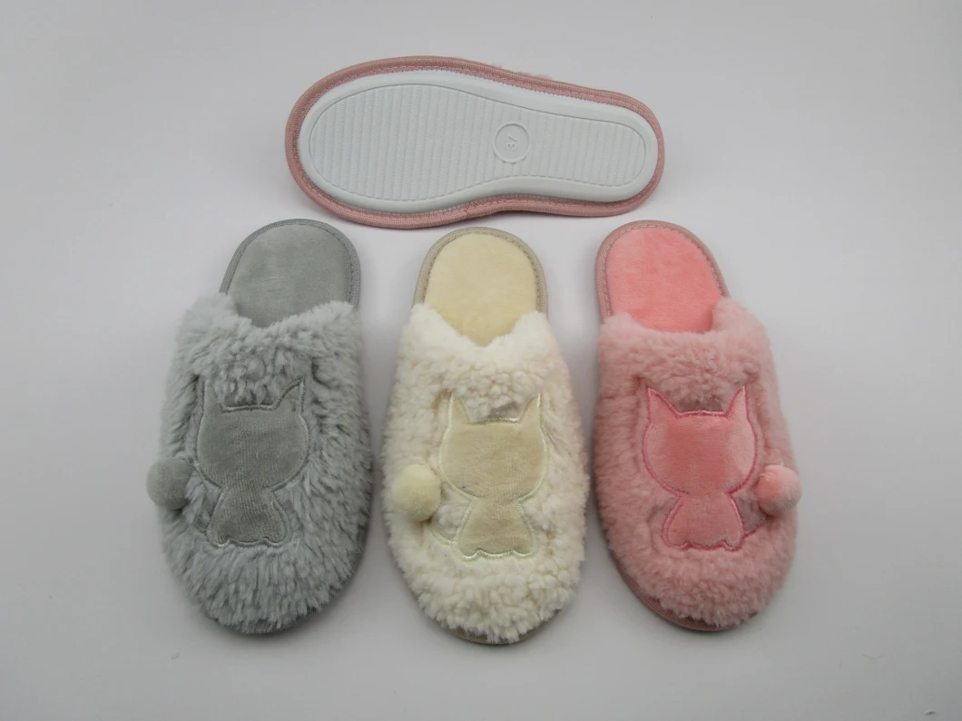 Fur Women Winter Home Plush Slippers Ladies Warm Shoes Wool Indoor Slides
