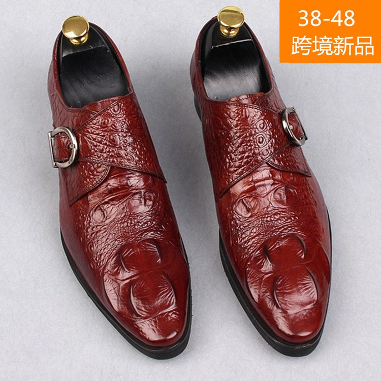 Men Monk Shoes Single Strap Buckle Dress Shoes Loafer Slip on Leather Crocodile Formal Classical Oxford Shoes Esg13990