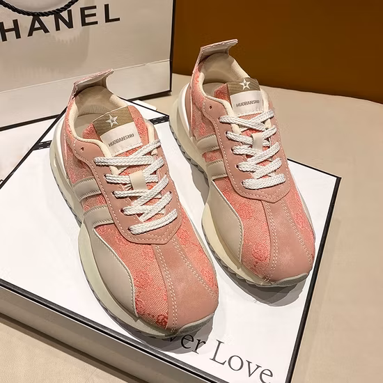 Women′s Spring Fashion Versatile Thick Sole Sneakers Leather Sport Shoes